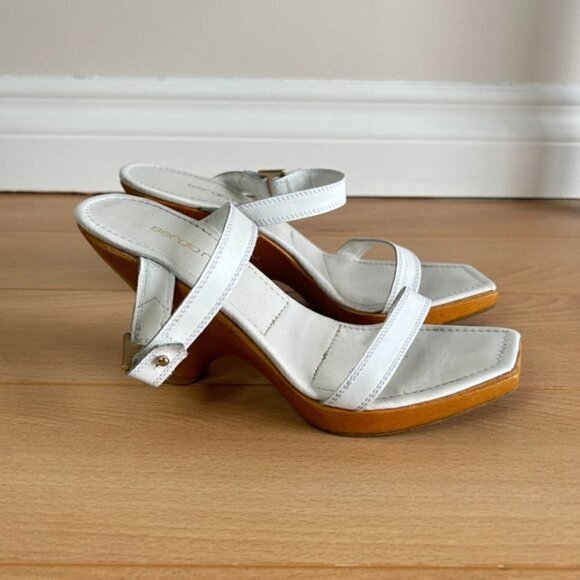 Vintage Sergio Rossi White Wood Clogs Sandals sz 37 - Picture 3 of 9